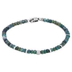 Black Rhodium Plated Sterling Silver Nodo Bracelet with Moss Agate, Size L