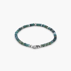 Black Rhodium Plated Sterling Silver Nodo Bracelet with Moss Agate, Size XS