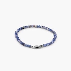 Bracelet Nodo en argent sterling plaqué rhodium noir avec sodalite, taille L