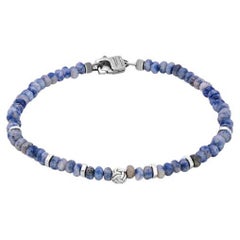 Black Rhodium Plated Sterling Silver Nodo Bracelet with Sodalite, Size S