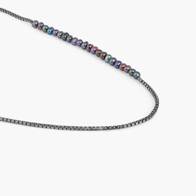 Schwarze Rhodium-Sterlingsilber-Poseidon-Halskette mit schwarzen Perlen

Die Halskette 