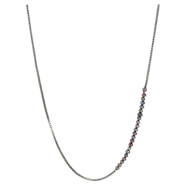 Schwarze Rhodium-Sterlingsilber-Poseidon-Halskette mit schwarzen Perlen