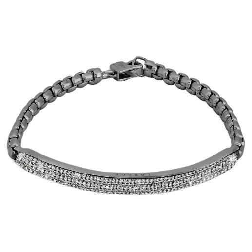 Black Rhodium Plated Sterling Silver Windsor Bracelet with White Diamond, Size S