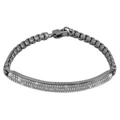 Used Black Rhodium Plated Sterling Silver Windsor Bracelet with White Diamond, Size S