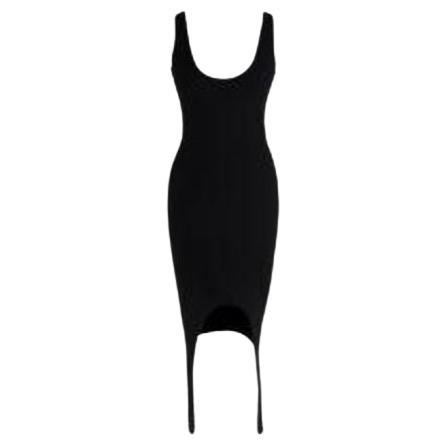 Black Ribbed Scoop Sleeveless Dress For Sale