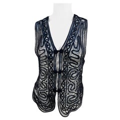 Black Ribbon and Crochet Vest