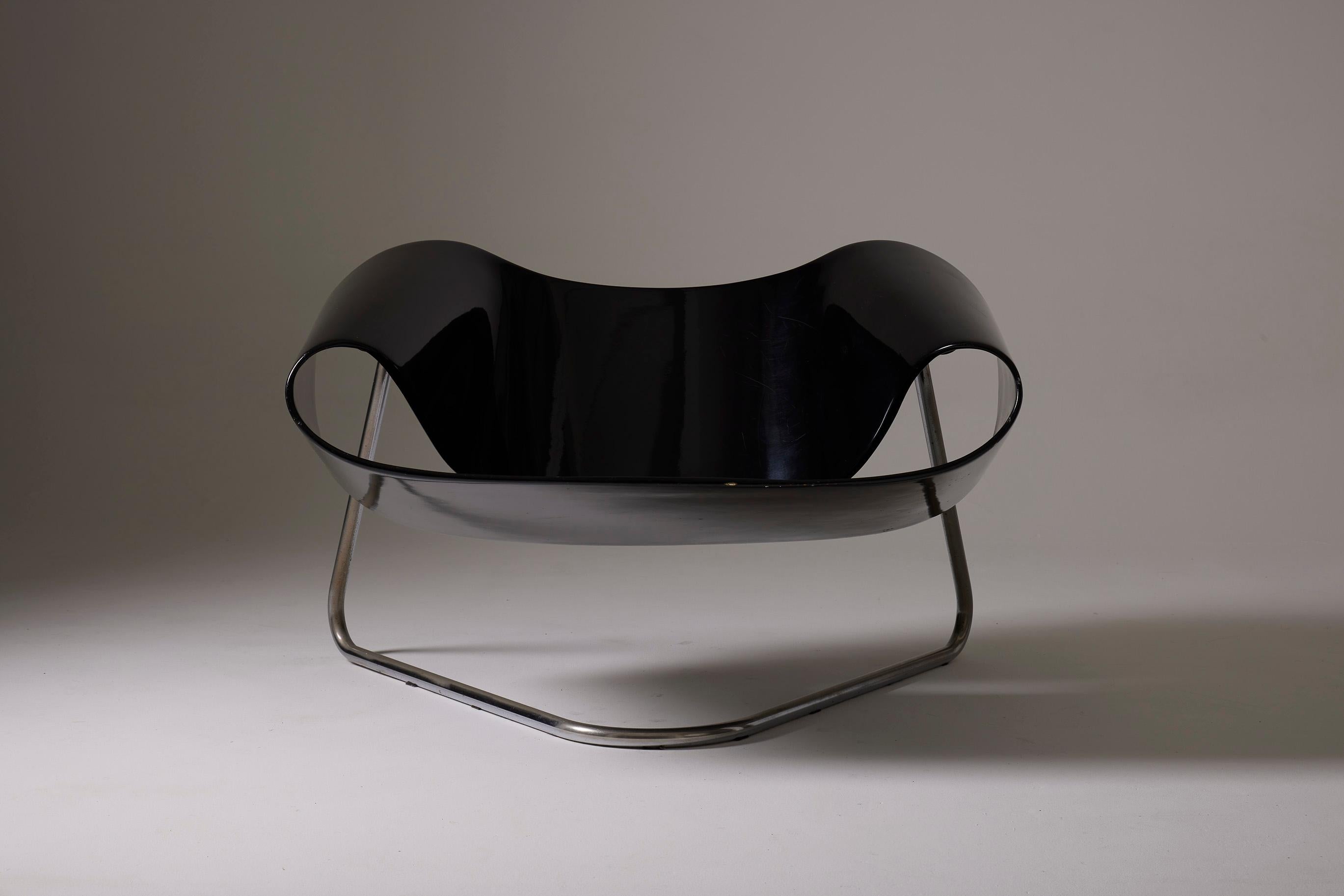 Black Ribbon Armchair by Franca Stagi & Cesare Leonardi For Sale 8