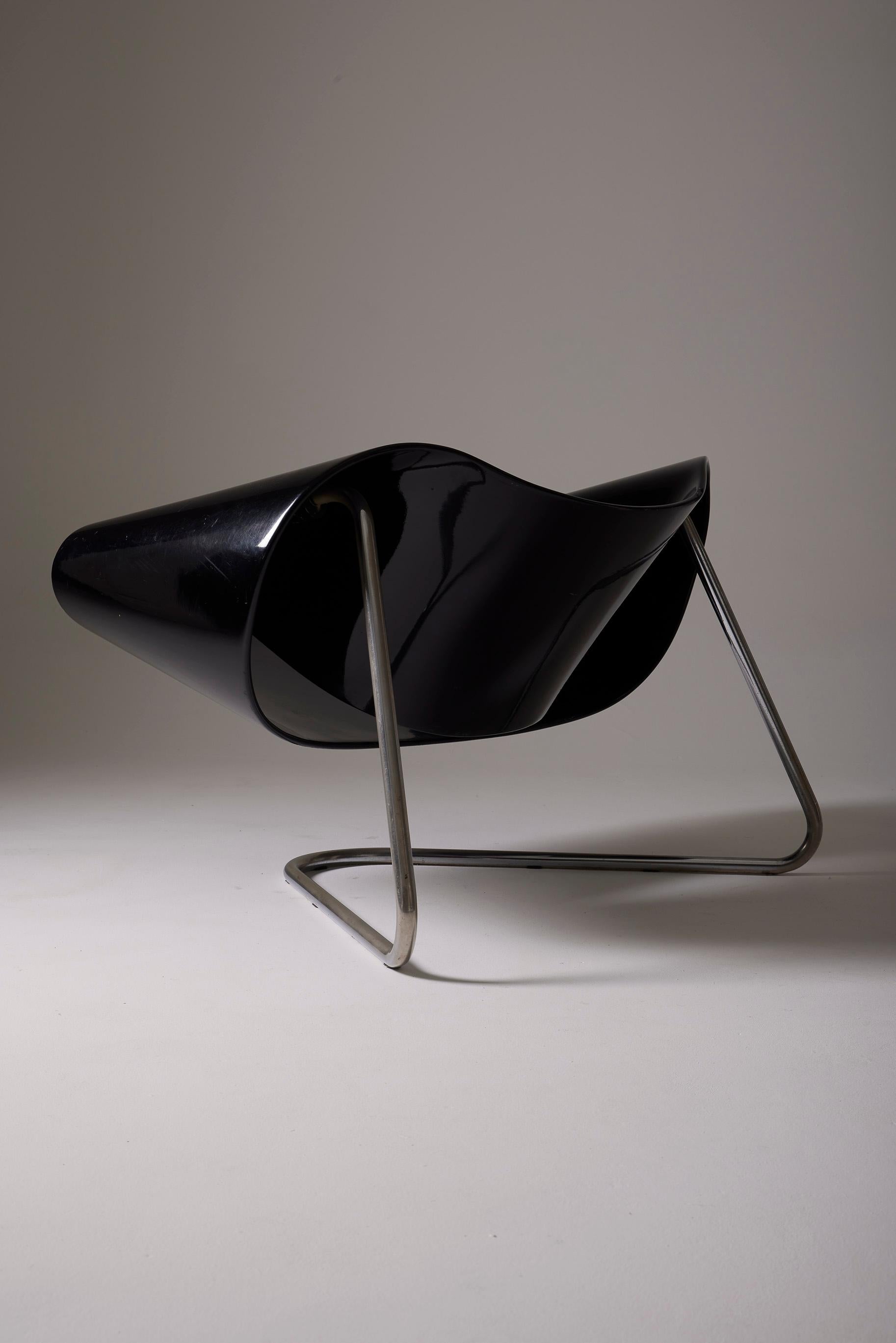 20th Century Black Ribbon Armchair by Franca Stagi & Cesare Leonardi For Sale