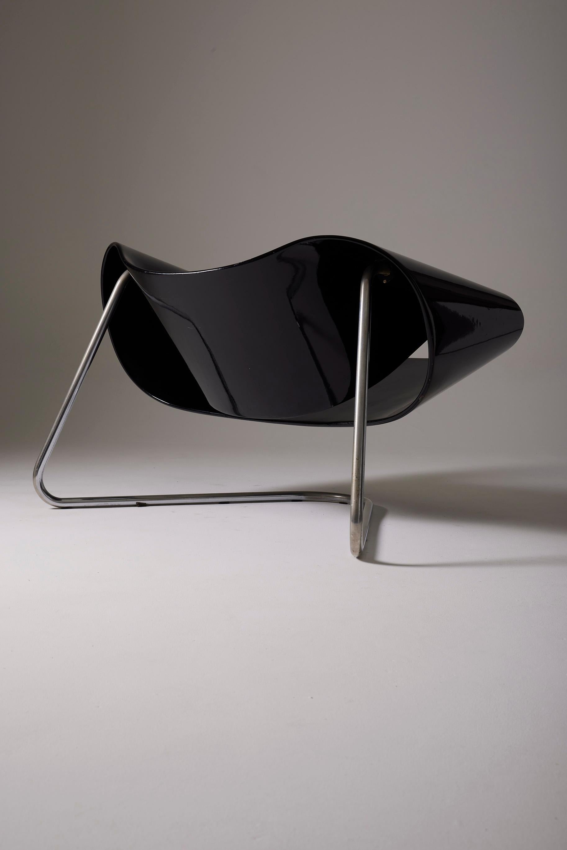 Black Ribbon Armchair by Franca Stagi & Cesare Leonardi For Sale 3