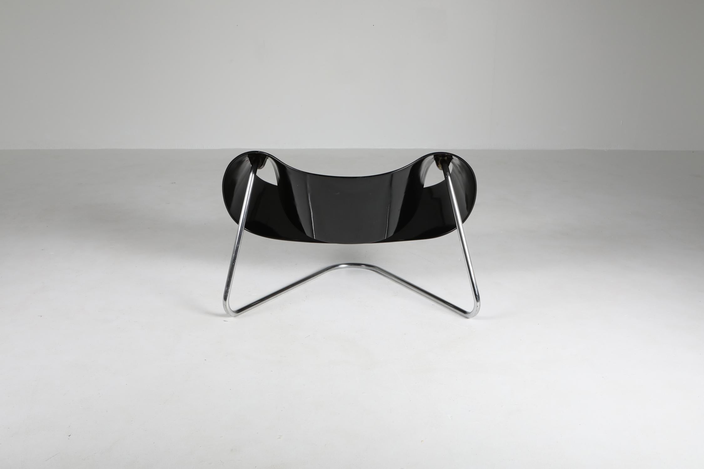 Mid-20th Century Black Ribbon Chair by Franca Stagi for Bernini, 1961