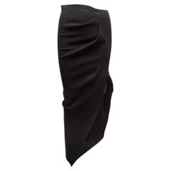 Gonna a tubino asimmetrica nera Rick Owens taglia US L.
