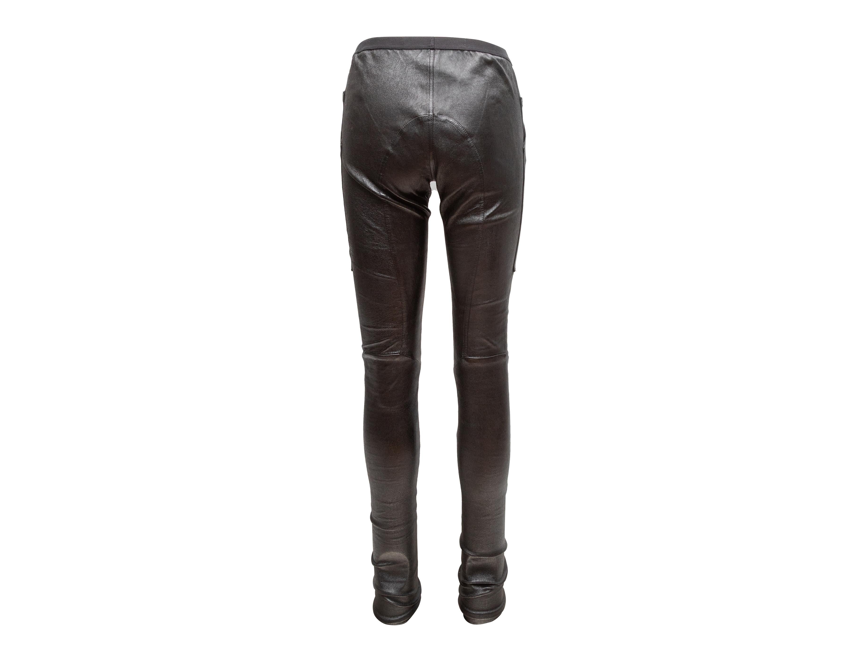 Nero Leggings in pelle nera di Rick Owens taglia US 8 in vendita
