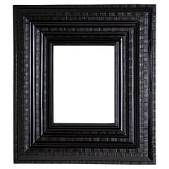 Antique Black Ripple Moulding Frame, probably Netherlands, 17th Century