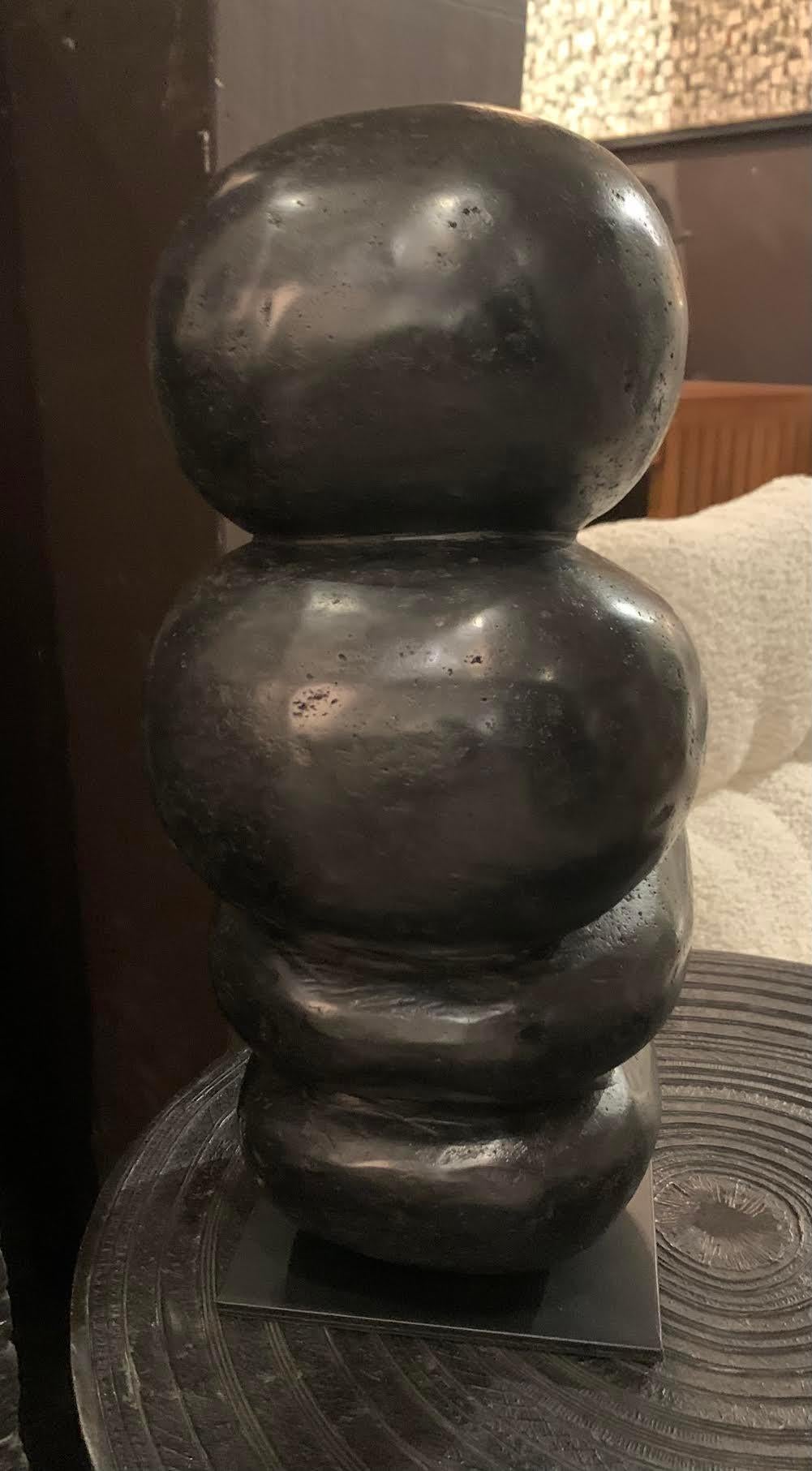 Indonesian Black River Rock Sculpture, Indonesia, Contemporary For Sale