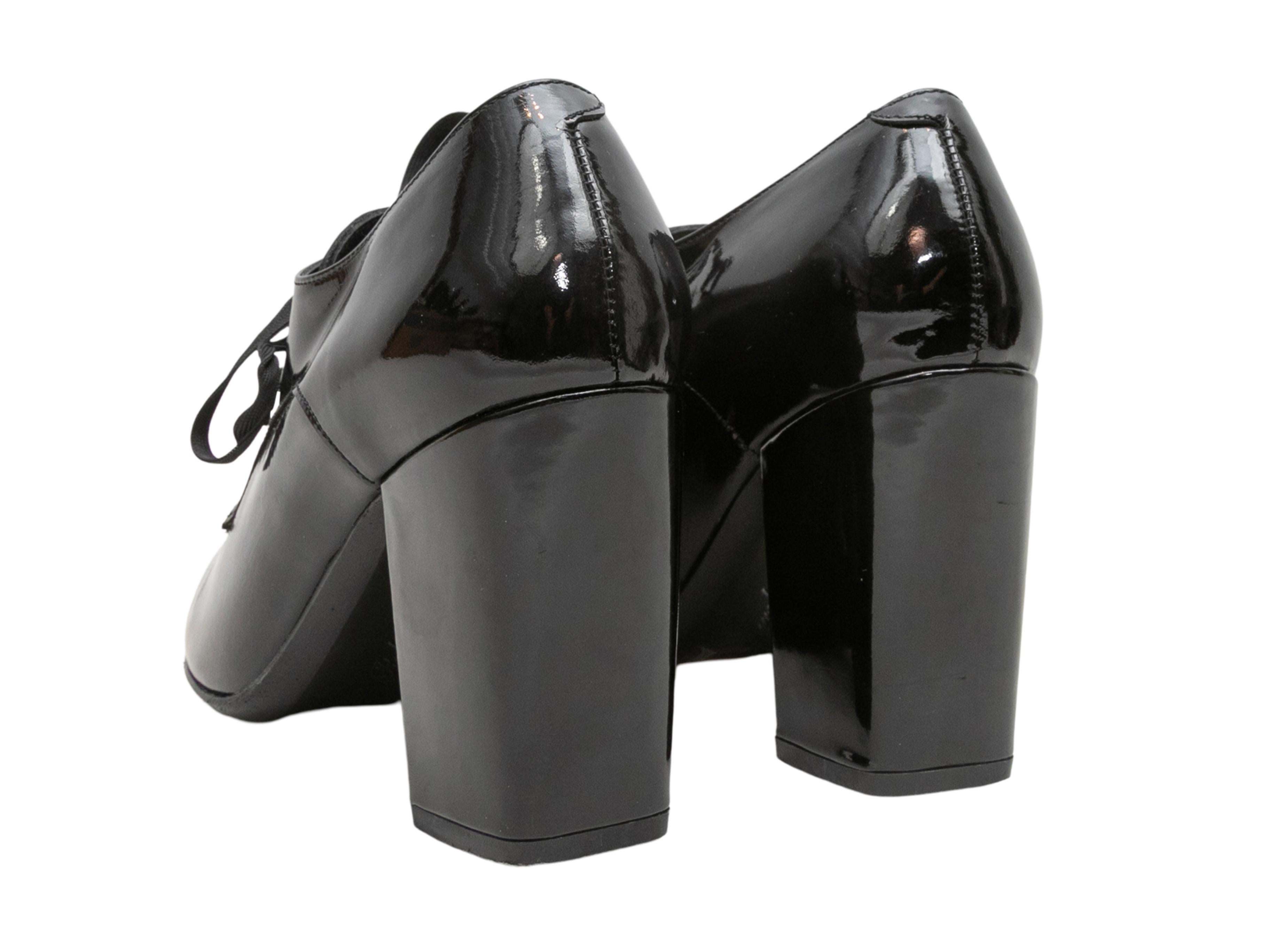 Women's Black Robert Clergerie Patent Pointed-Toe Oxford Pumps Size 7 For Sale