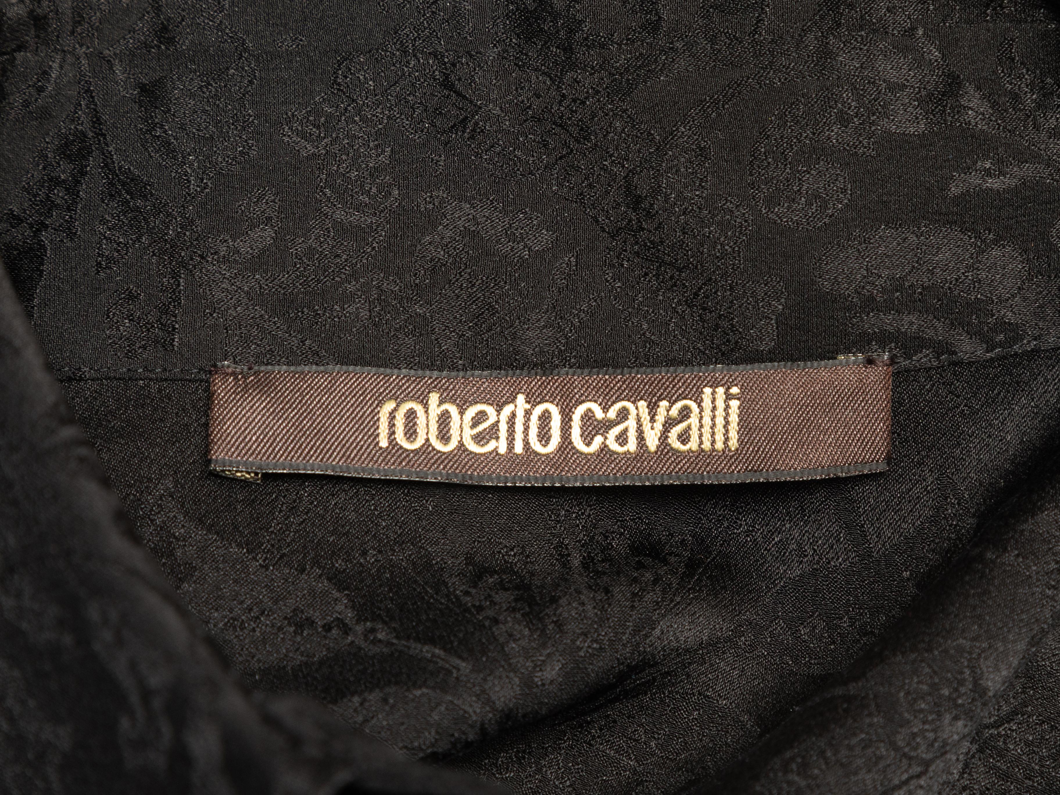 De las mujeres Black Roberto Cavalli Silk Paisley Button-Up Top Size IT 38 en venta
