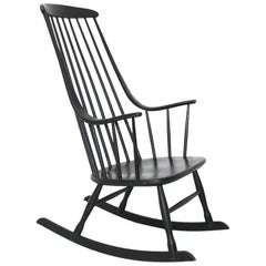 Scandinavian Modern Black Vintage Rocker Grandessa Lena Larsson 1961 Sweden