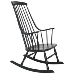 Scandinavian Modern Black Used Rocker Grandessa Lena Larsson 1961 Sweden 