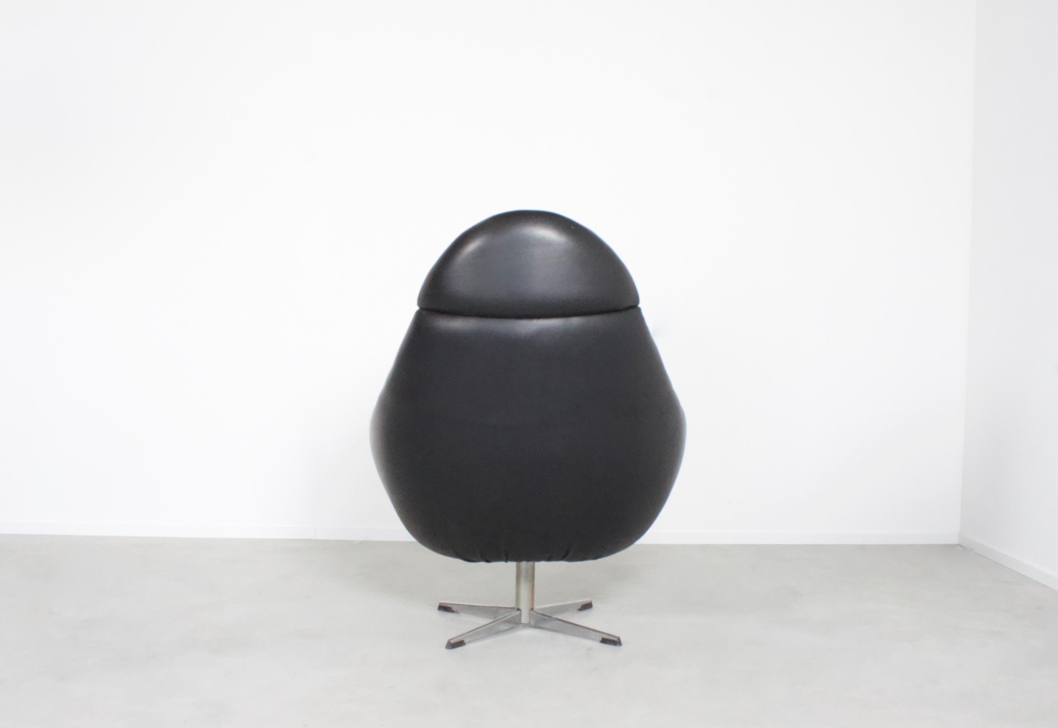 Mid-Century Modern Black Rohe Noordwolde Egg Chair, 1960s