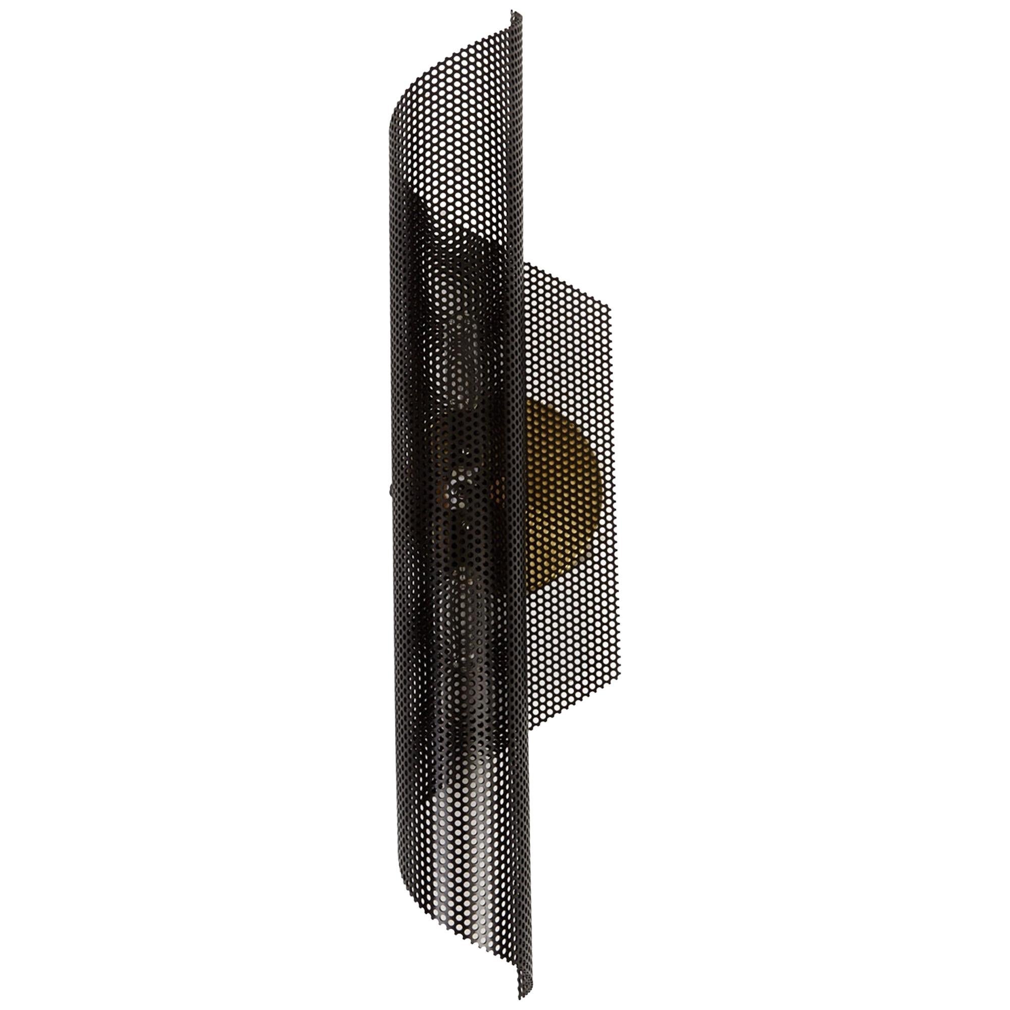 Black Rolled Perforated Sconce by Lawson-Fenning For Sale