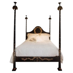Letto matrimoniale Roma nero con corona d'alloro