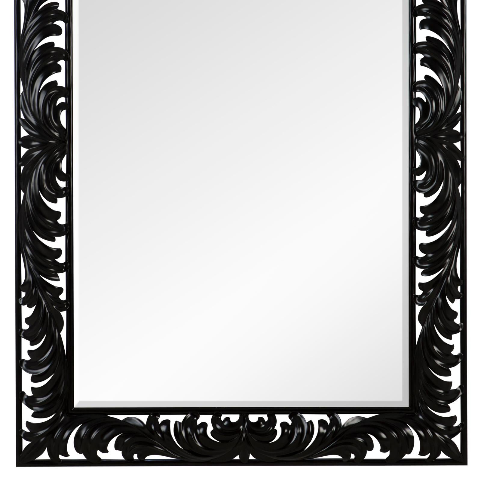 English Black Roman Mirror in Black Satin Finish For Sale