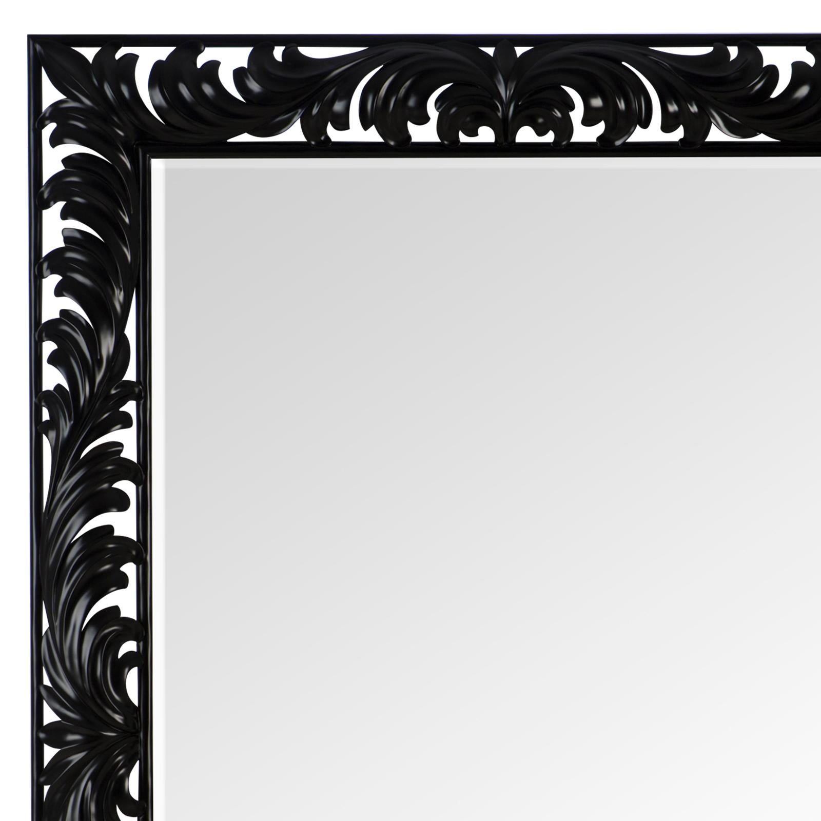Beveled Black Roman Mirror in Black Satin Finish For Sale