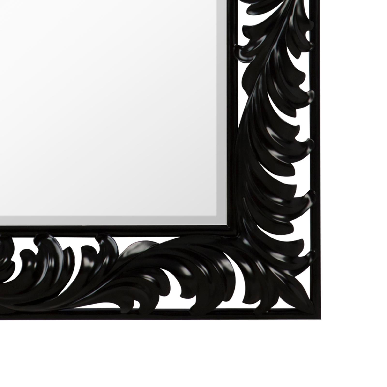 Contemporary Black Roman Mirror in Black Satin Finish For Sale