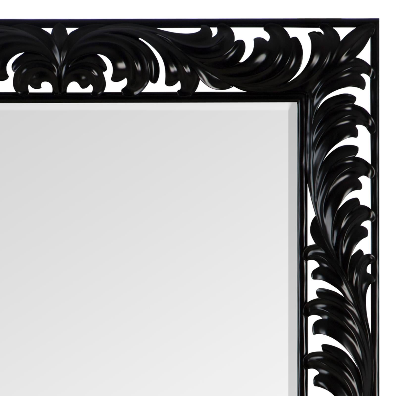 Black Roman Mirror in Black Satin Finish For Sale 1