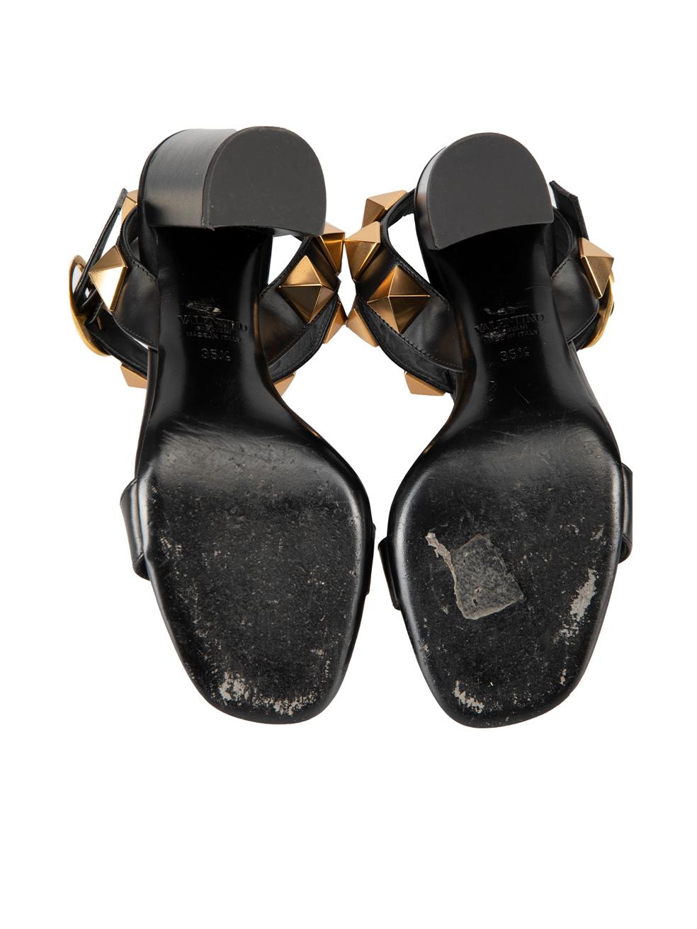 Women's Valentino Black Roman Studs 90mm Leather Heeled Sandals Size IT 35.5