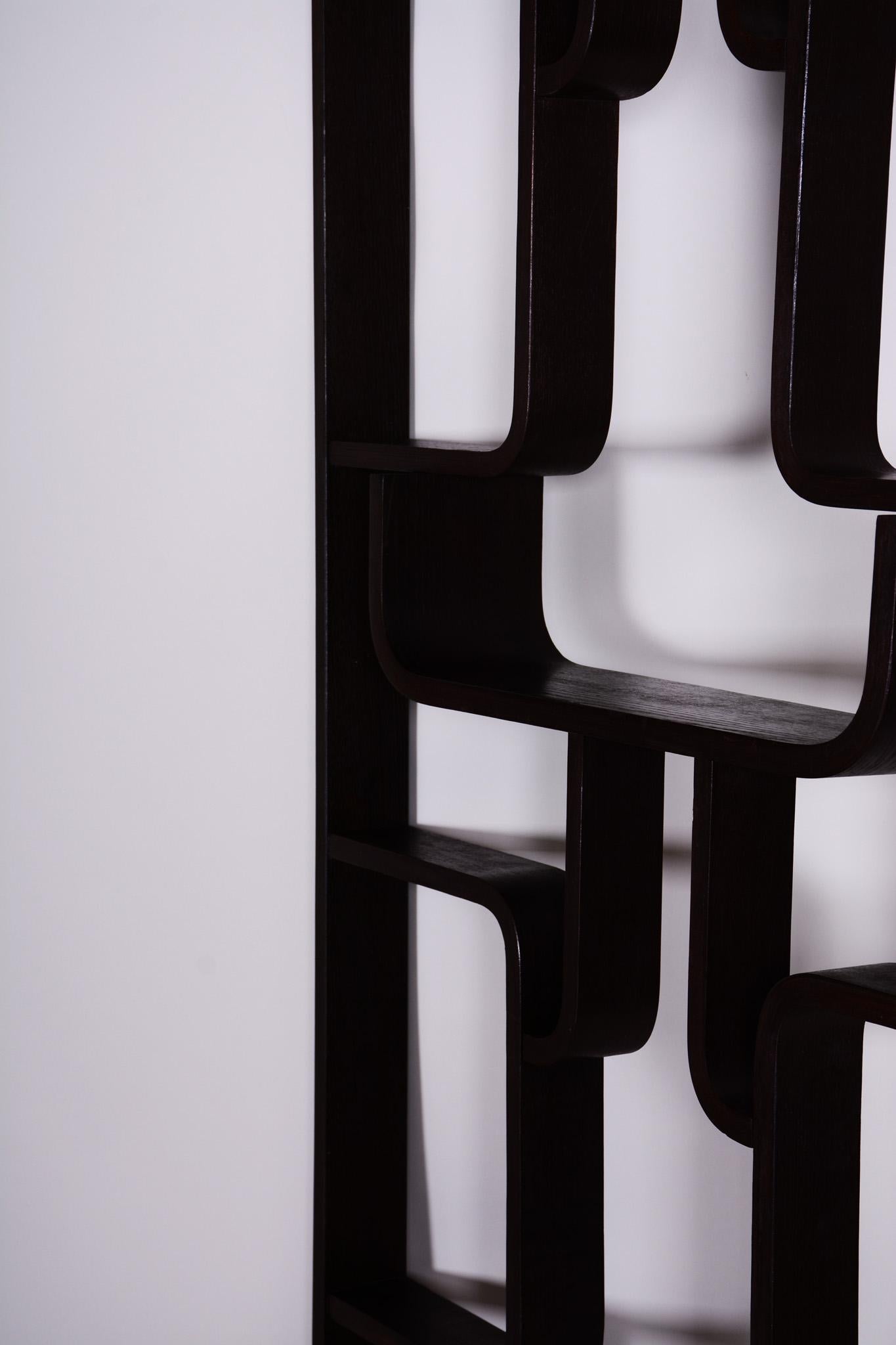 Oak Black Room Divider Wall Unit by Ludvik Volak for Drevopodnik Holesov, 1960s