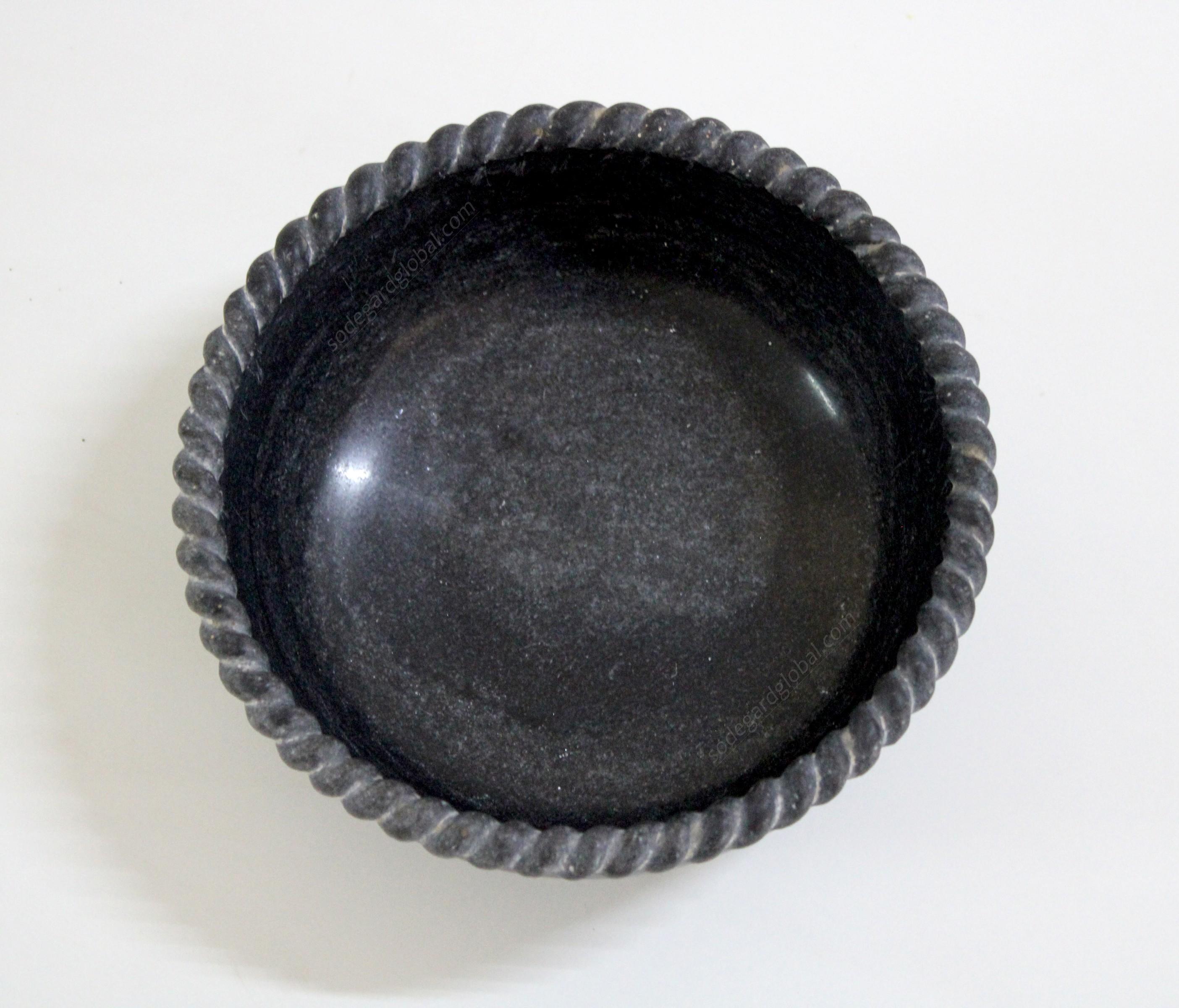 Rope Bowl in Black Marble Handcrafted in India by Stephanie Odegard For Sale 2