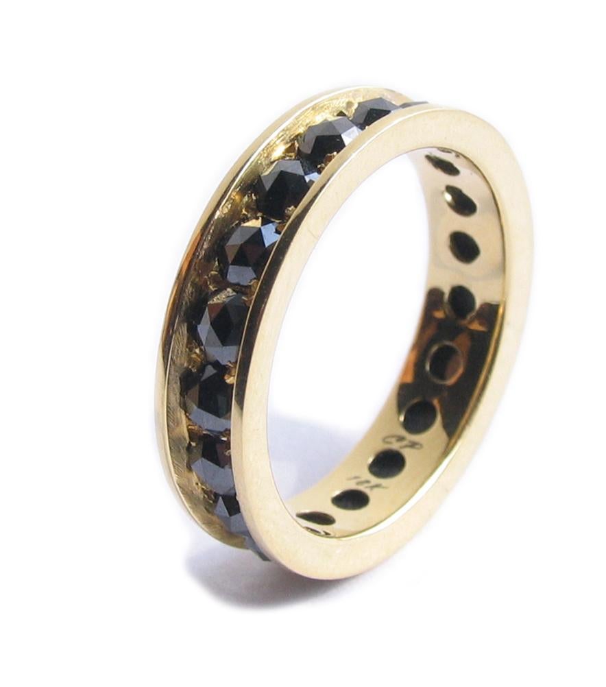 Black Rose Cut Diamond 18K Eternity Ring By Christopher Phelan In New Condition In New York, NY