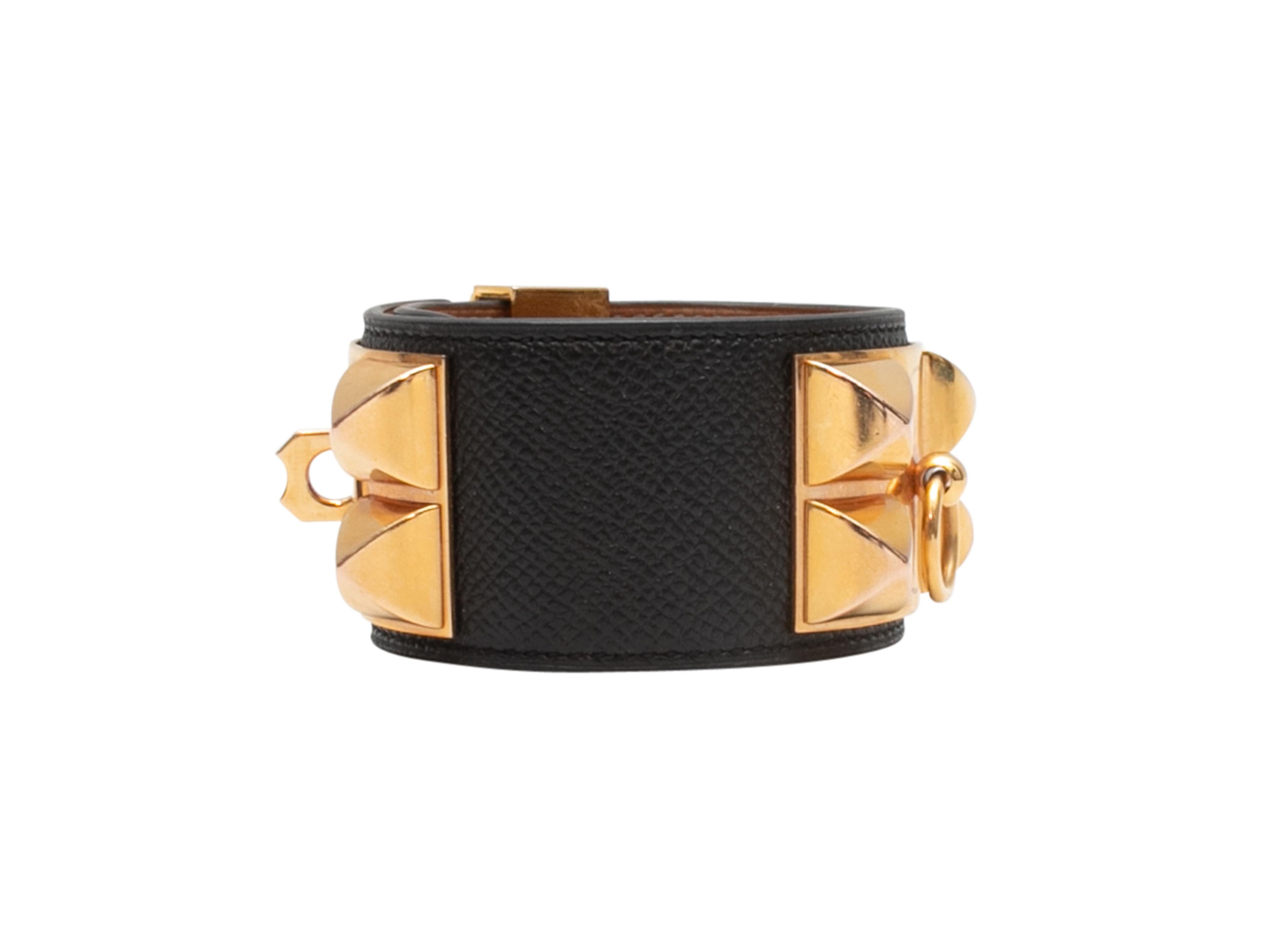 Bracelet manchette large Medor Hermes noir et or rose Bon état - En vente à New York, NY