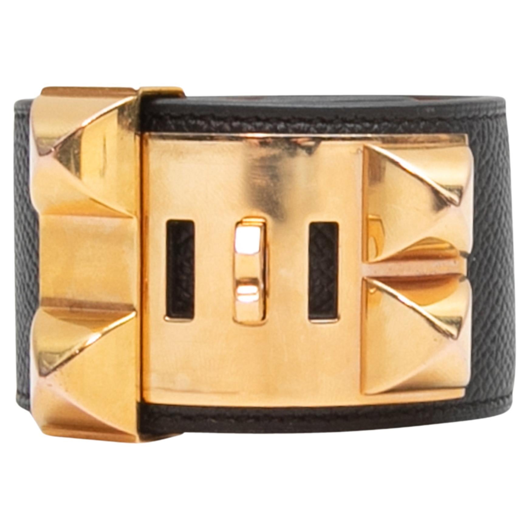 Black & Rose Gold Hermes Medor Large Cuff Bracelet For Sale