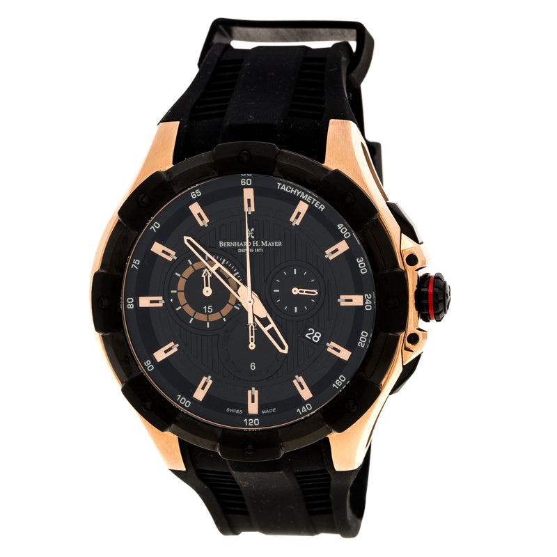 Black Rose Gold Plated Steel Victor Chronograph Men's Wristwatch 50 mm