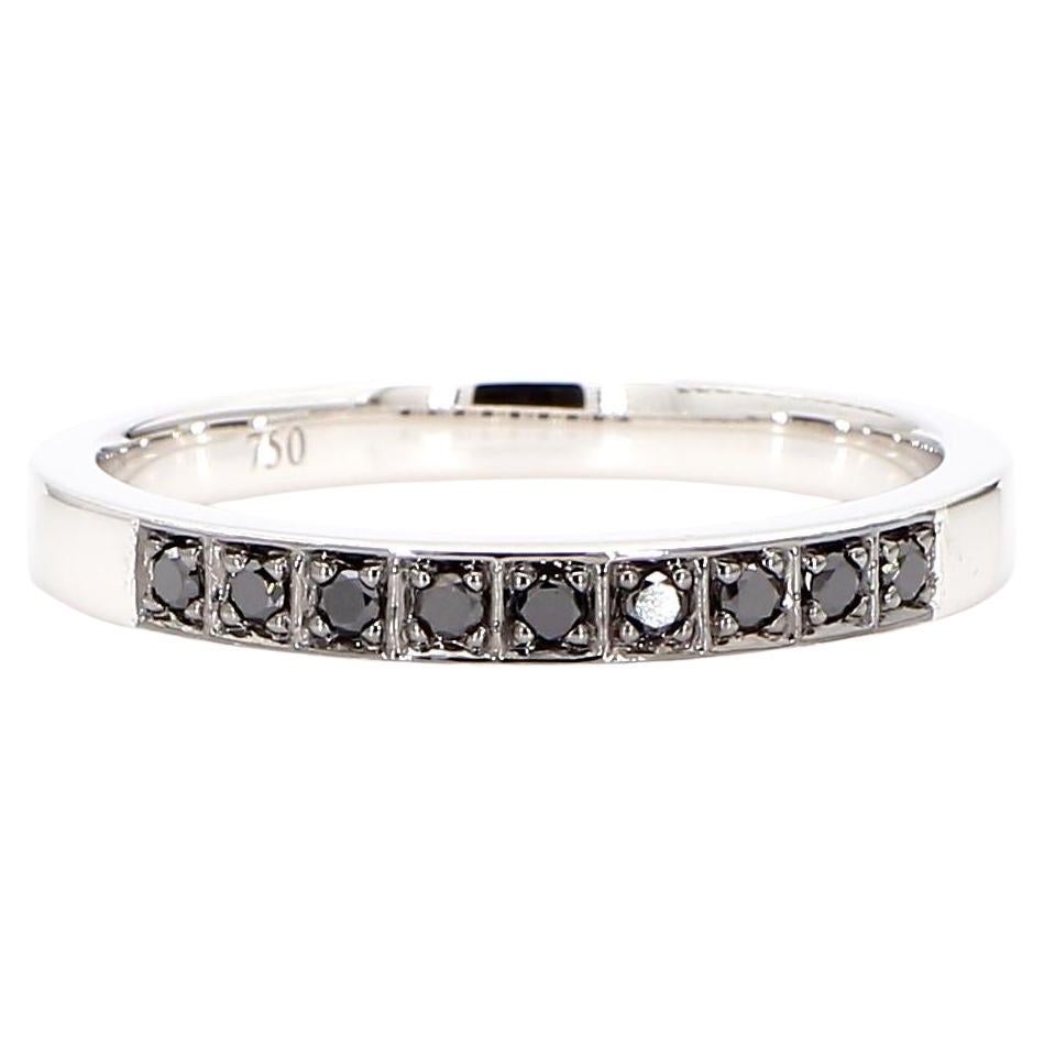 Black Round Diamond 0.11 Carat TW White Gold Wedding Band