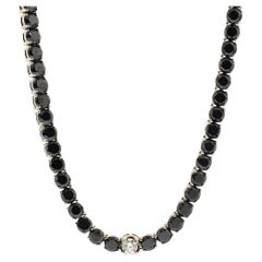 Used Black Round Diamond Tennis Necklace