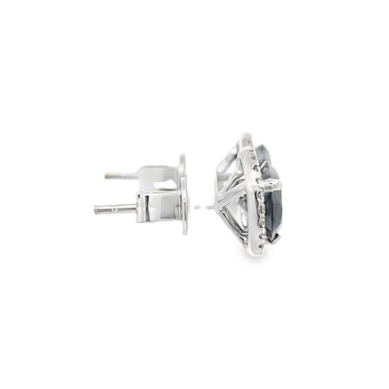 Brilliant Cut Black Round Diamonds 1.91CT & White Round Diamonds 0.20CT 14KW Studs Earrings For Sale