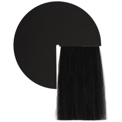 Black Round Mirror with Black Mongolian Horsehair, Aries by Ben and Aja Blanc