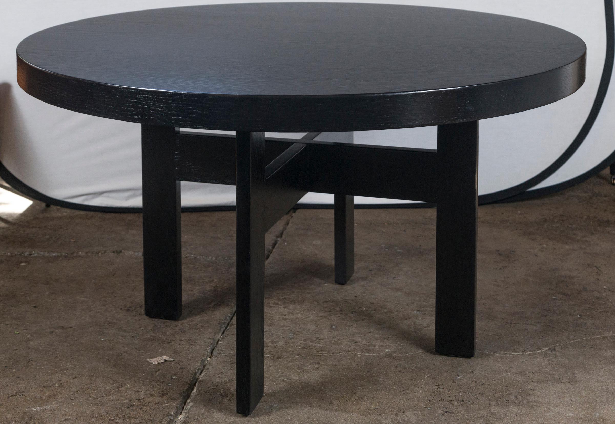 Modern Black Round Oak Ebonized Table