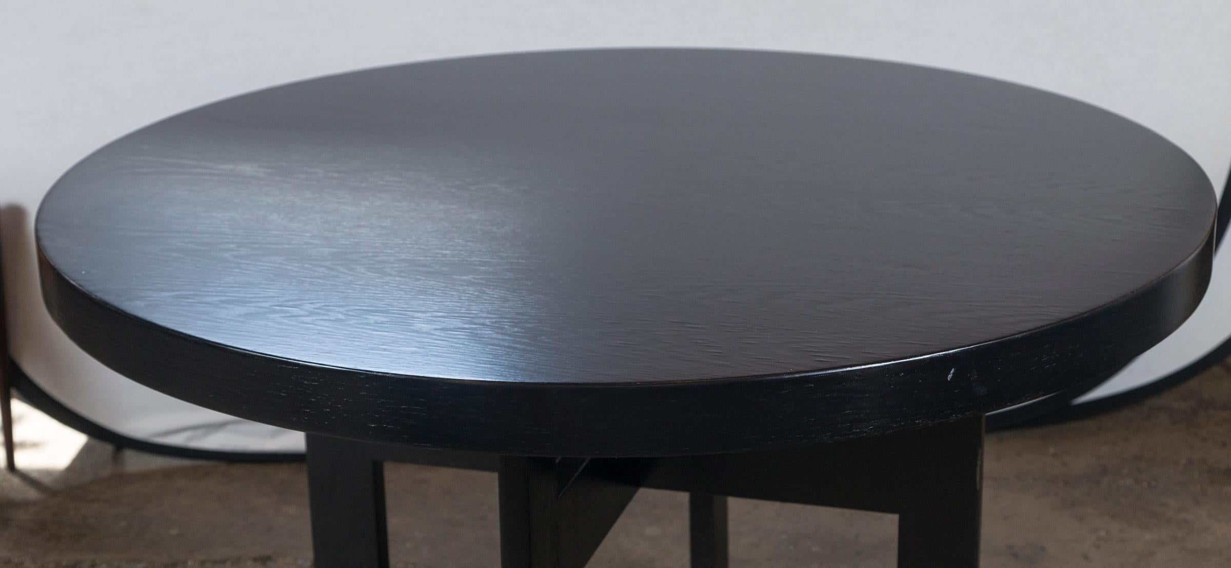Unknown Black Round Oak Ebonized Table
