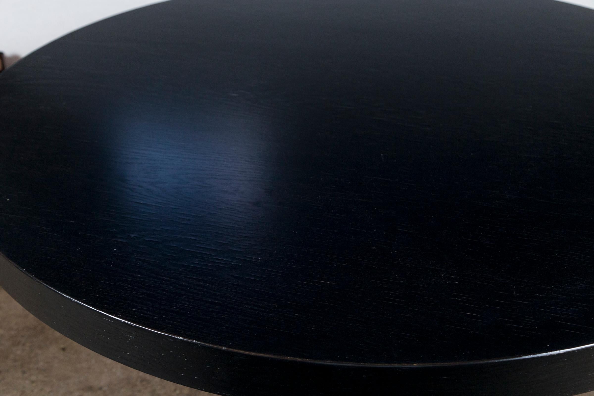 Black Round Oak Ebonized Table In Good Condition In Westport, CT