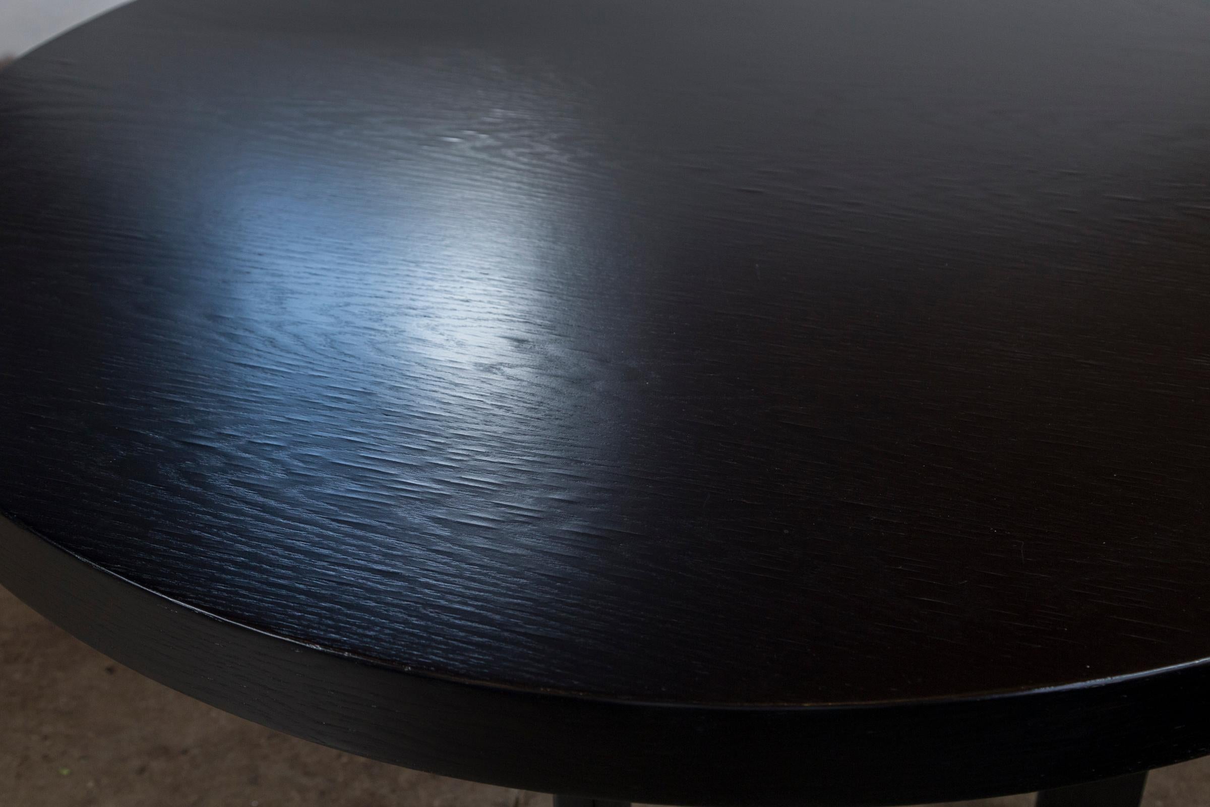 20th Century Black Round Oak Ebonized Table