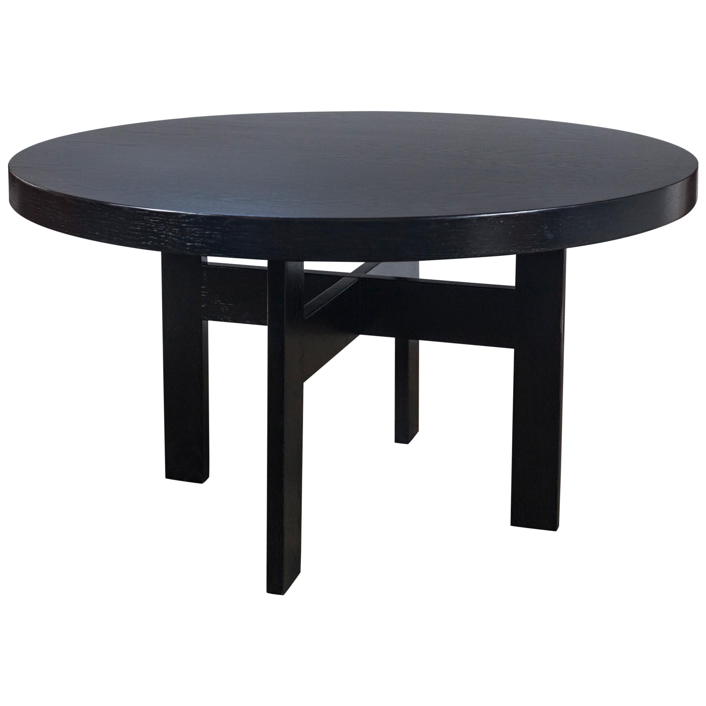 Black Round Oak Ebonized Table