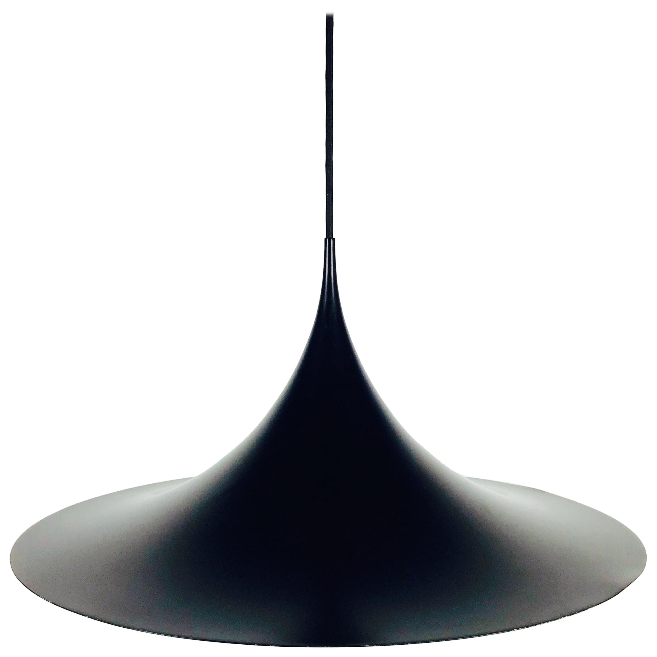 Black Round Pendant Lamp by Fog 
Mørup, 1970s