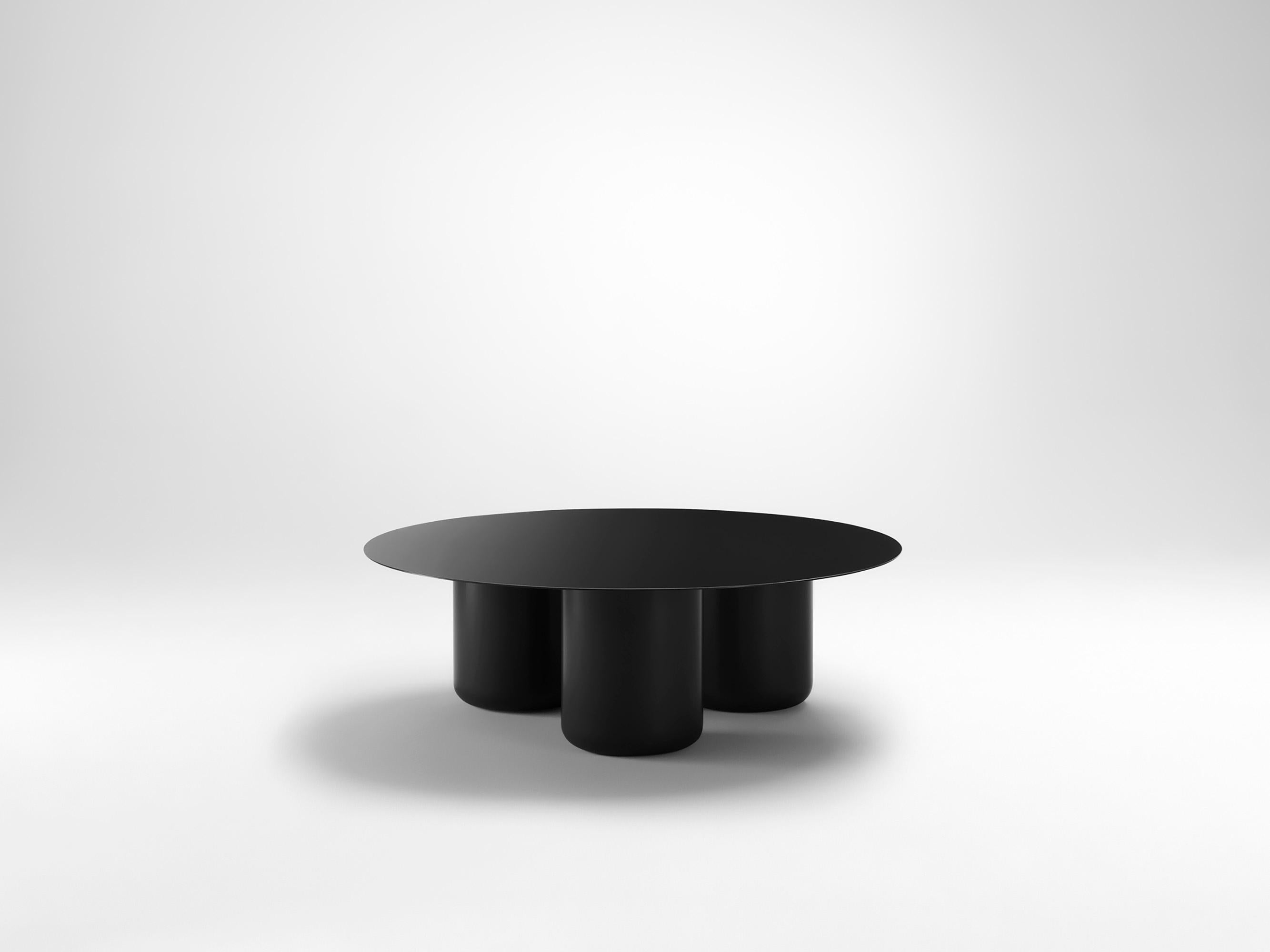 Black Round Table by Coco Flip
Dimensions: D 100 x H 32 / 36 / 40 / 42 cm
Materials: Mild steel, powder-coated with zinc undercoat. 
Weight: 34 kg

Coco Flip is a Melbourne based furniture and lighting design studio, run by us, Kate Stokes and