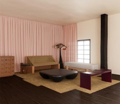 Black Rounded Square Quad Coffee Table in Fiberglass by Mike Ruiz Serra