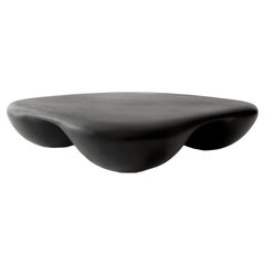 Black Rounded Square Quad Coffee Table in Stone Composite by Mike Ruiz Serra