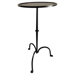 Black Rubbed Steel Cocktail Table with Tripod Legs, 12" Diameter Top Design